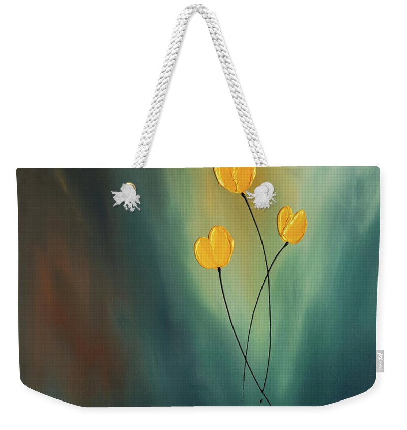 Abstract Art Weekender Tote Bag featuring the painting Rays of Hope by Carmen Guedez