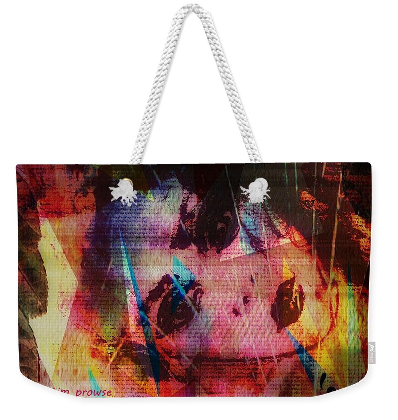 Portrait Weekender Tote Bag featuring the mixed media Razzberry Star by Kim Prowse