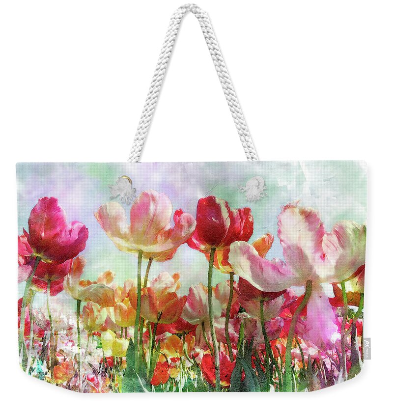 Tulips Weekender Tote Bag featuring the digital art Reaching for the Sky by Michele A Loftus