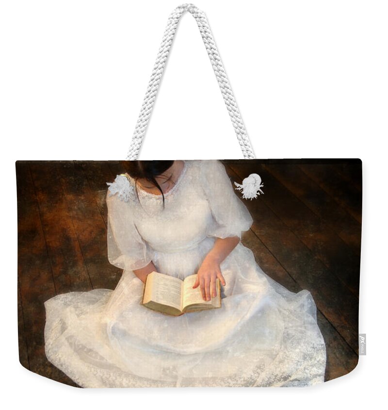 Girl Weekender Tote Bag featuring the photograph Reading by Jill Battaglia