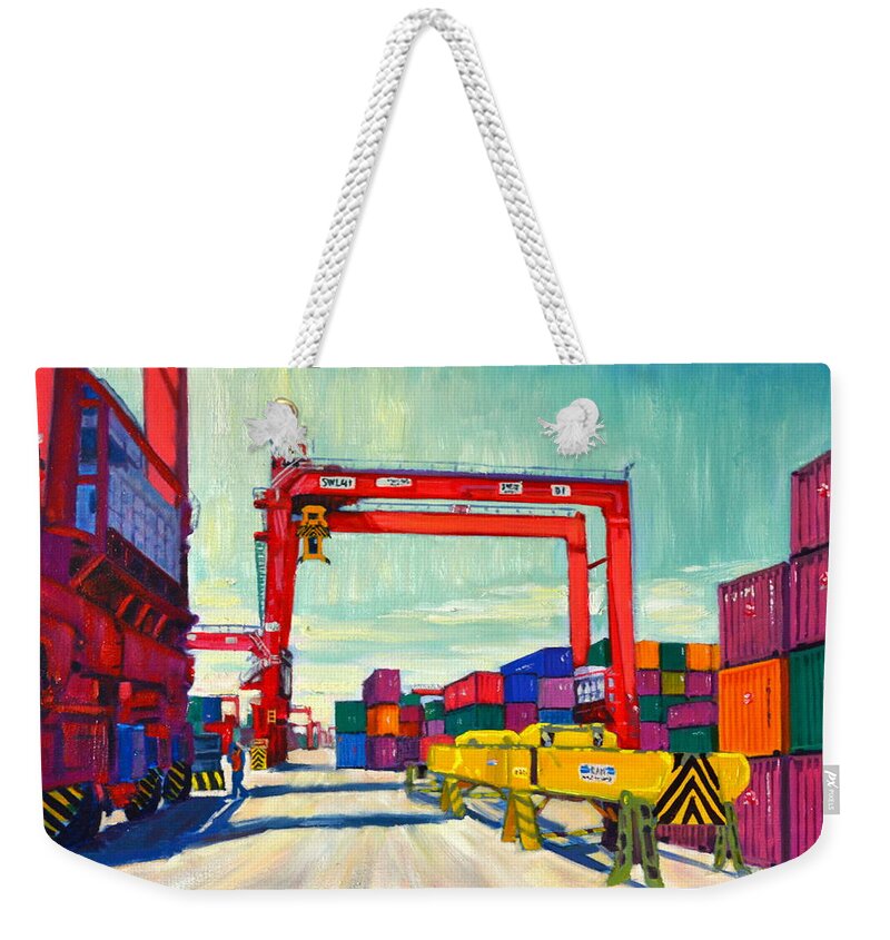 Port Weekender Tote Bag featuring the painting Ready and Able by Ningning Li