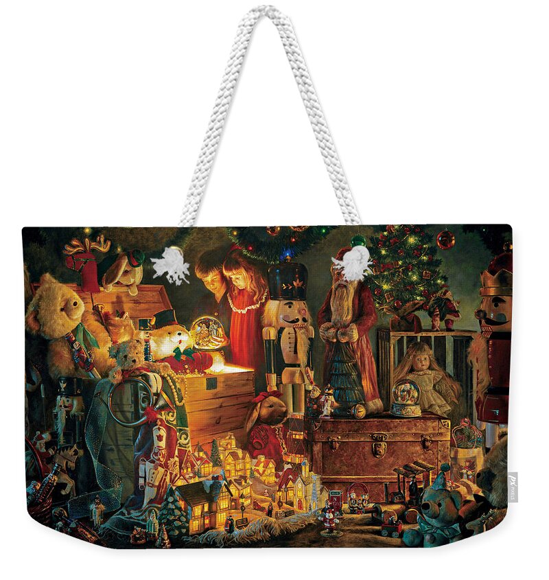 Santa Claus Weekender Tote Bag featuring the painting Reason for the Season by Greg Olsen
