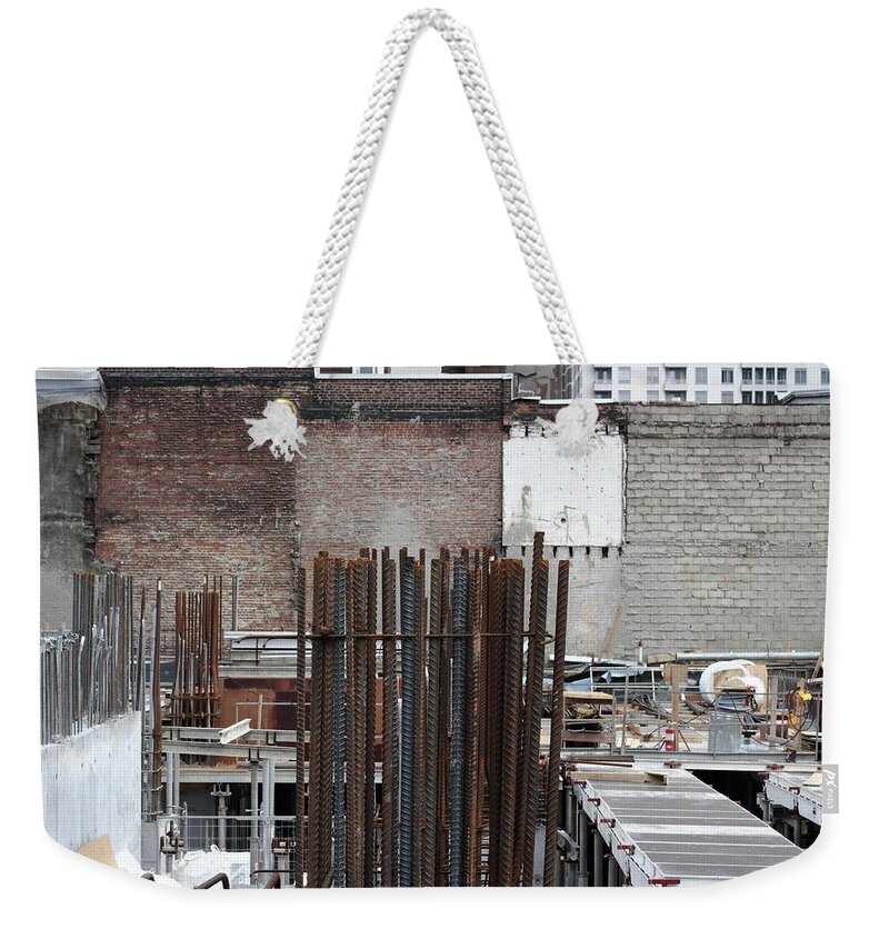 Urban Weekender Tote Bag featuring the photograph Rebar Party by Kreddible Trout