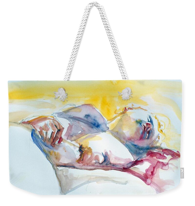 Full Body Weekender Tote Bag featuring the painting Reclining Study by Barbara Pease