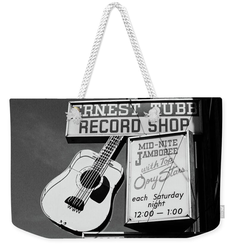 Nashville Weekender Tote Bag featuring the photograph Record Shop- by Linda Woods by Linda Woods