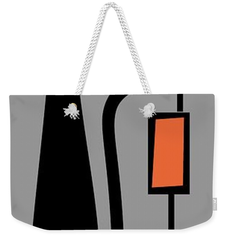  Weekender Tote Bag featuring the digital art Rectangle Cat 2 on Gray by Donna Mibus