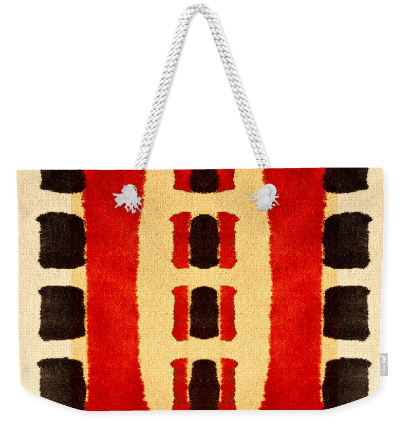 Bold Weekender Tote Bag featuring the digital art Red and Black Panel Number 3 by Carol Leigh