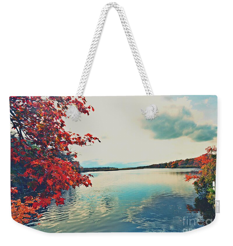 Featured Weekender Tote Bag featuring the photograph Wertheim Red Autumn Lake by Stacie Siemsen