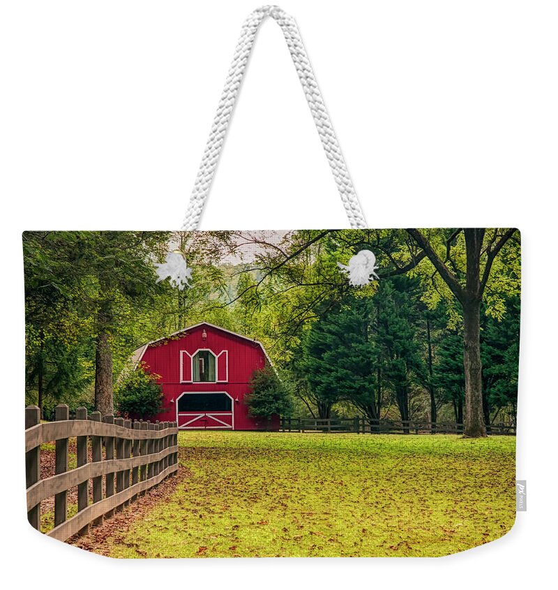 Barn Weekender Tote Bag featuring the photograph Red Barn 2 by Mick Burkey