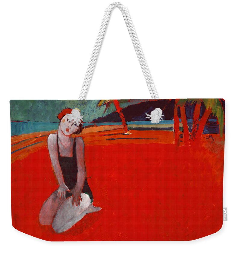 Figure Weekender Tote Bag featuring the painting Red Beach Two by Thomas Tribby