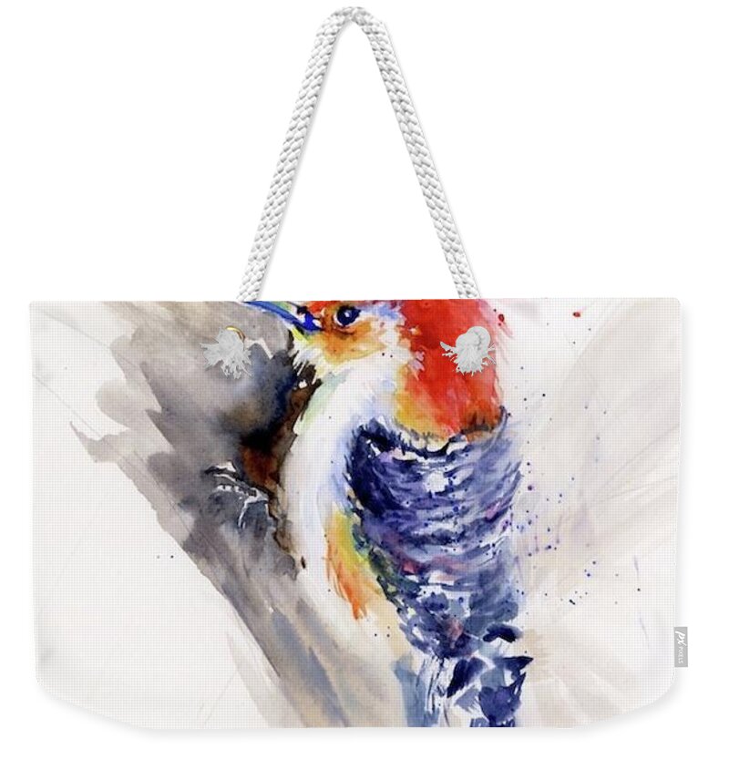 Bird Weekender Tote Bag featuring the painting Red-bellied Woodpecker by Christy Lemp