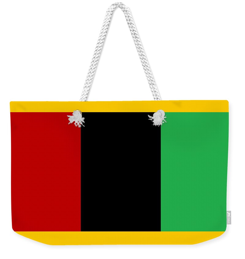 Flag Weekender Tote Bag featuring the tapestry - textile Red Black and Green by Adenike AmenRa
