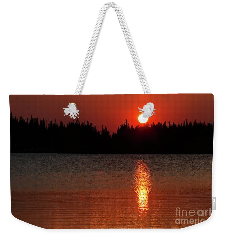 Sunrises Weekender Tote Bag featuring the photograph Red Dawn by Jim Garrison