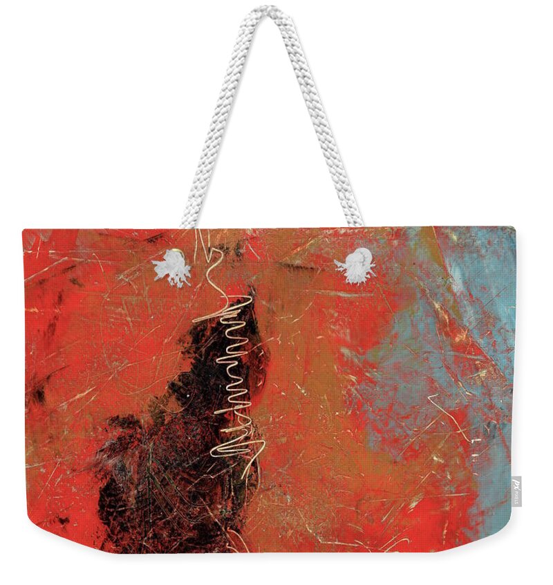 Abstract Weekender Tote Bag featuring the painting Red Dragon 7 by Marcy Brennan