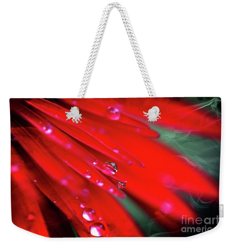 Flowers Weekender Tote Bag featuring the photograph Red droplets by Yumi Johnson