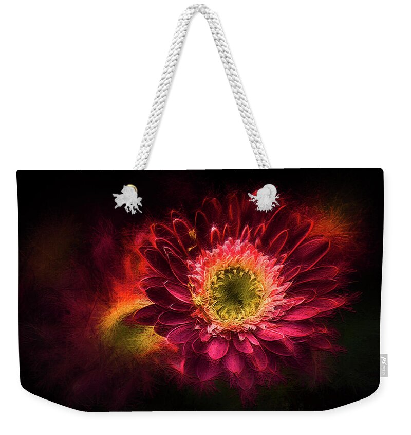 Red Weekender Tote Bag featuring the digital art Red Explosion by Celso Bressan