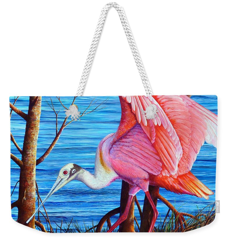 Wildlife Weekender Tote Bag featuring the painting Red eye squared by AnnaJo Vahle