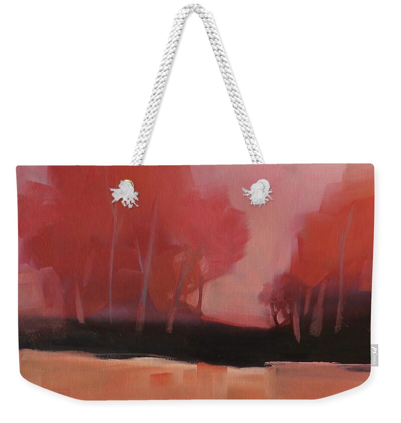 Trees Weekender Tote Bag featuring the painting Red Flair by Michelle Abrams
