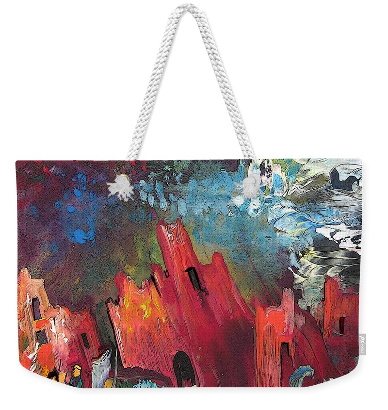 Acrylics Weekender Tote Bag featuring the painting Red Forteresse by Miki De Goodaboom