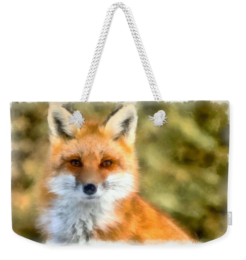 Red Fox Weekender Tote Bag featuring the painting Red Fox by Maciek Froncisz