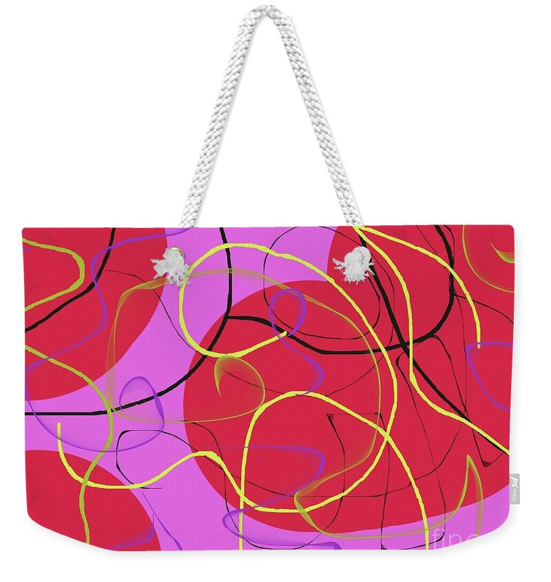 Abstract Weekender Tote Bag featuring the digital art Red fruits by Chani Demuijlder