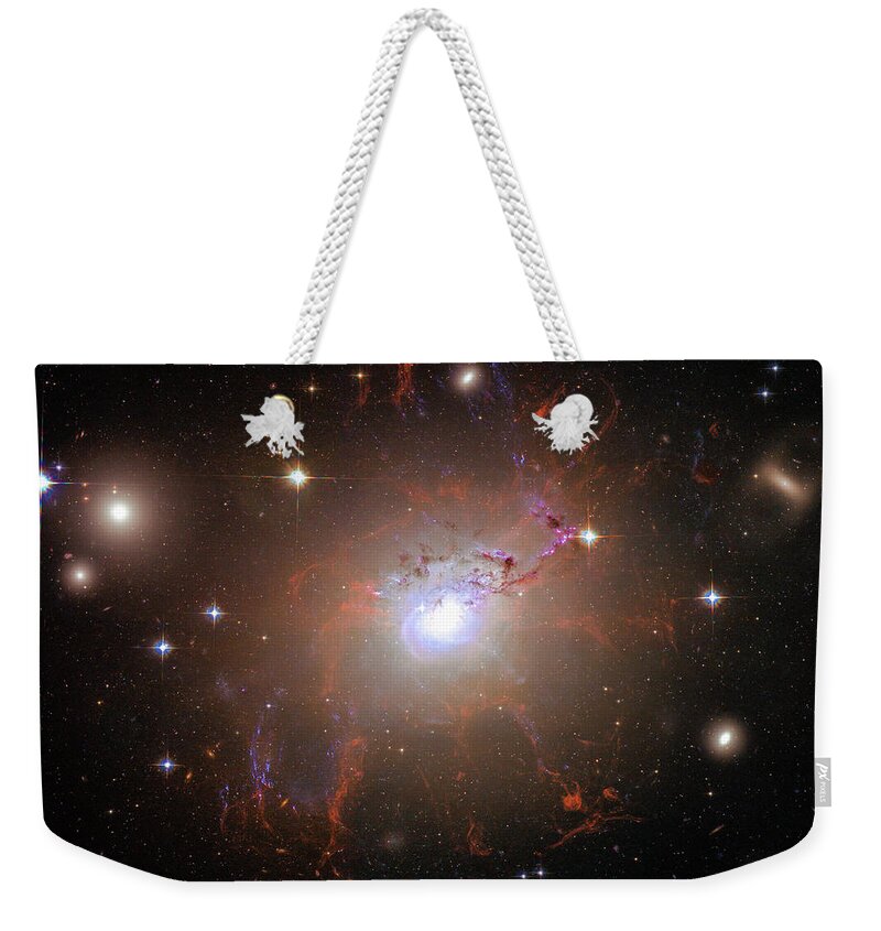 Space Weekender Tote Bag featuring the photograph Red Galaxy NGC 1275 Space Image by Matthias Hauser