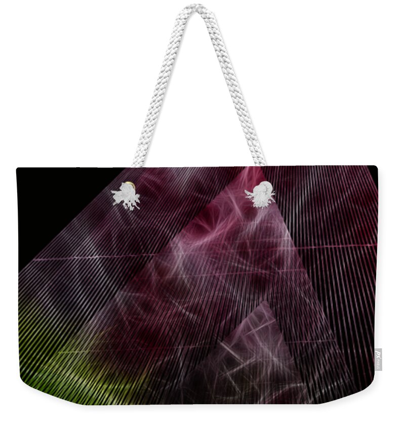 Abstract Art Weekender Tote Bag featuring the digital art Red Green Triangle by Crystal Wightman