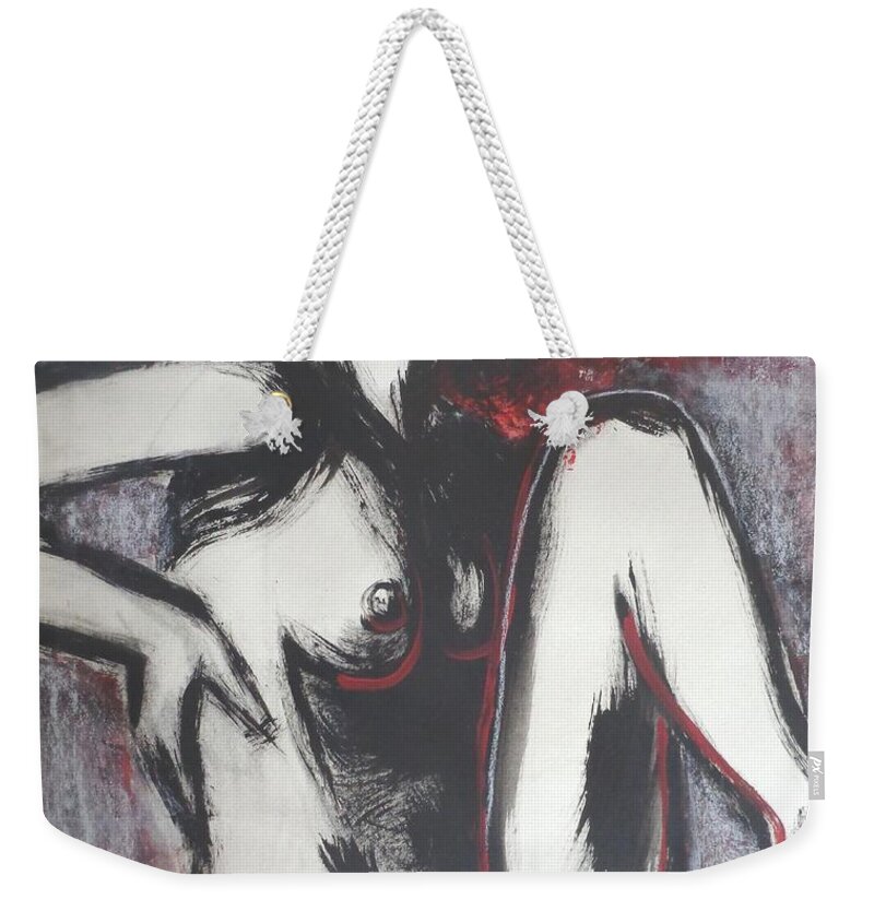 Carmen Tyrrell Weekender Tote Bag featuring the painting Red Haired Nude Lady 1 by Carmen Tyrrell