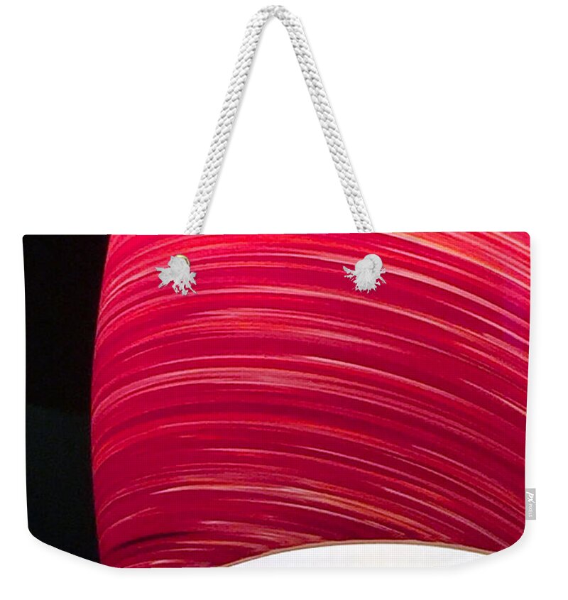 Red Weekender Tote Bag featuring the photograph Red Light Cafe by Rick Locke - Out of the Corner of My Eye