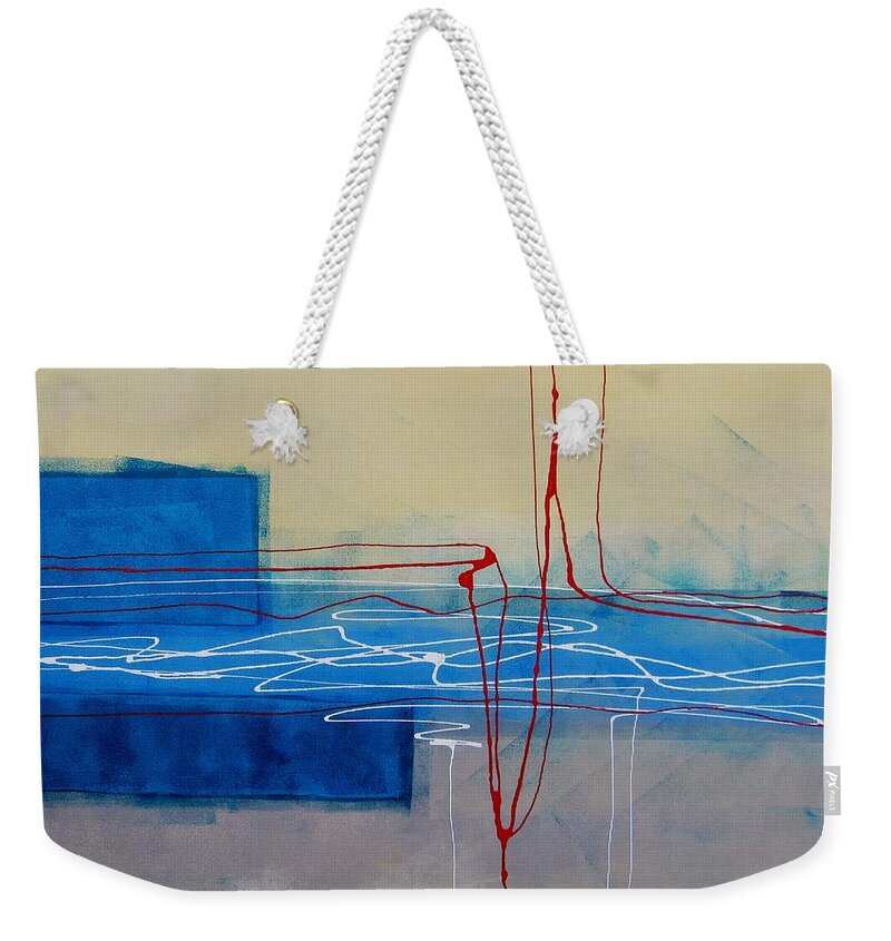 Painting Weekender Tote Bag featuring the painting Red Lines by Louise Adams