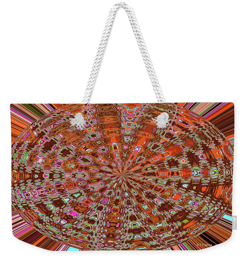 Red Oval Janca Abstract #2699e3abc Weekender Tote Bag featuring the digital art Red Oval Janca Abstract #2699e3abc by Tom Janca