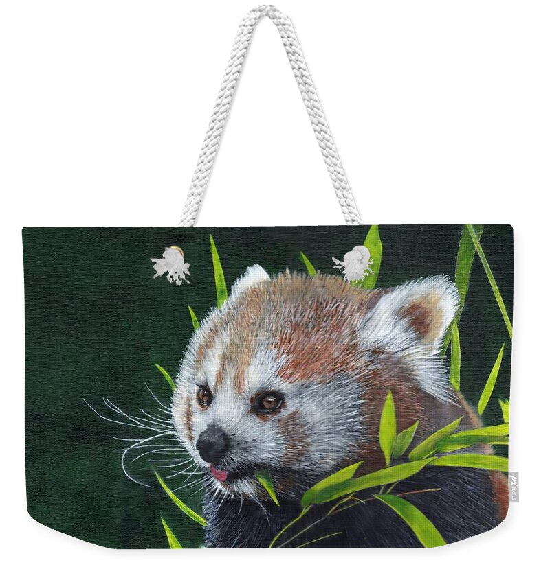 Red Panda Weekender Tote Bag featuring the painting Red Panda by John Neeve