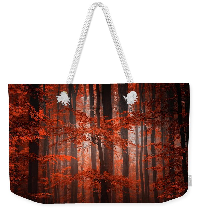 Forest Weekender Tote Bag featuring the photograph Red Parallel Universe by Philippe Sainte-Laudy