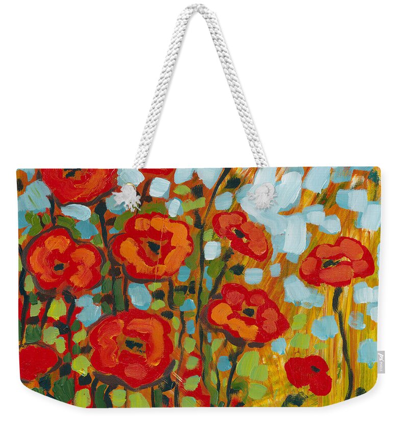 Poppy Weekender Tote Bag featuring the painting Red Poppy Field by Jennifer Lommers