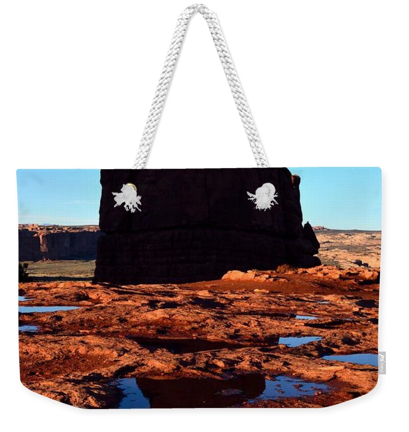 Moab Weekender Tote Bag featuring the photograph Red Rock Reflection at Sunset by Tranquil Light Photography
