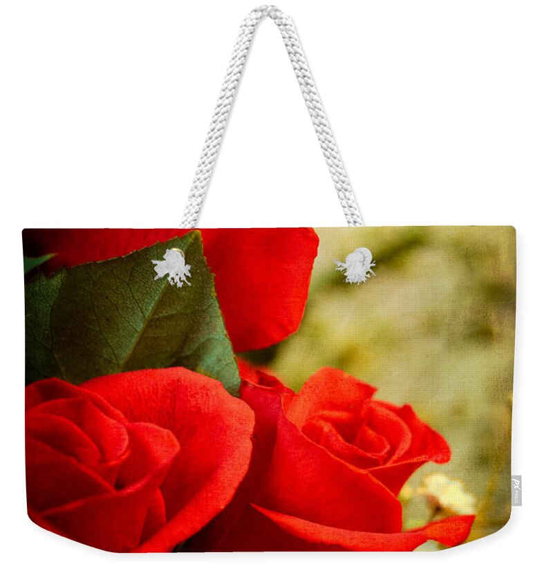 Flowers Weekender Tote Bag featuring the photograph Red Rose Birthday Greeting Card by Joni Eskridge