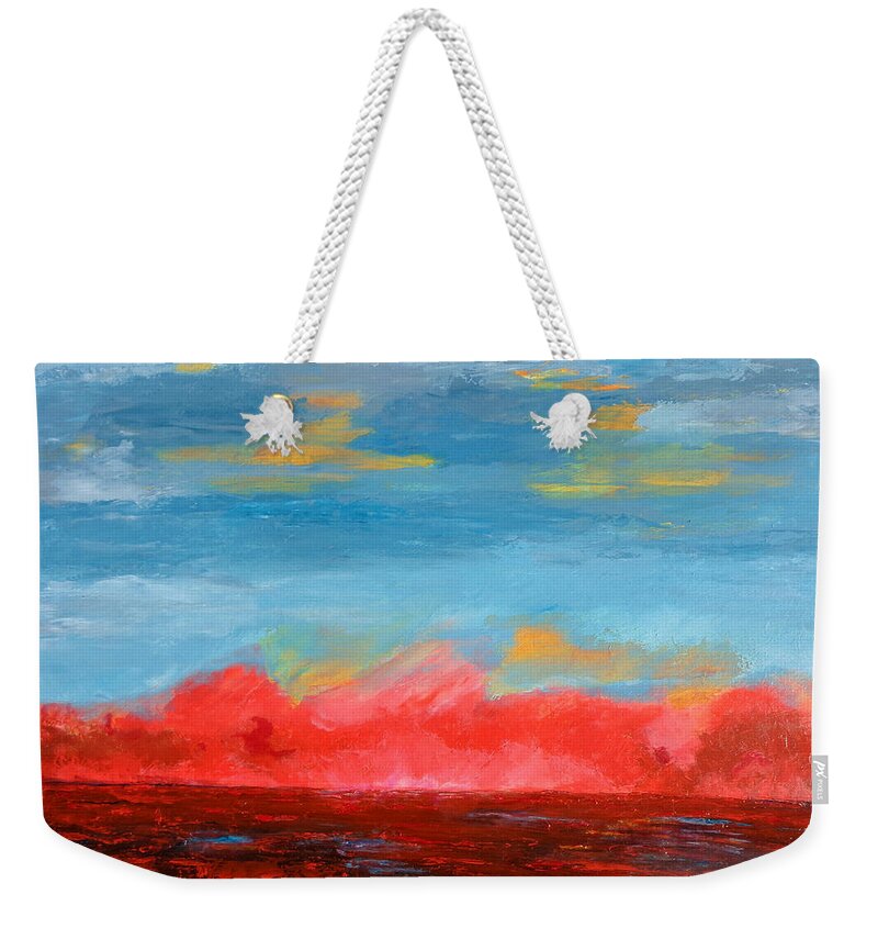 Seascape Weekender Tote Bag featuring the painting Red Sea, Blue Sky by Deborah Naves