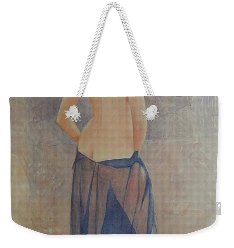 Erotic Weekender Tote Bag featuring the painting Red Shoe by David Ladmore