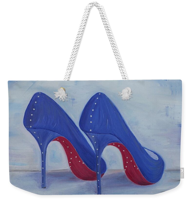 Shoes Weekender Tote Bag featuring the painting Red Soul Shoes by Neslihan Ergul Colley