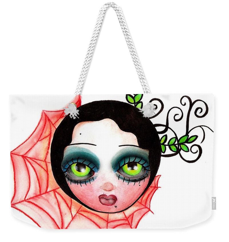 Abril Weekender Tote Bag featuring the painting Red Spider Web by Abril Andrade