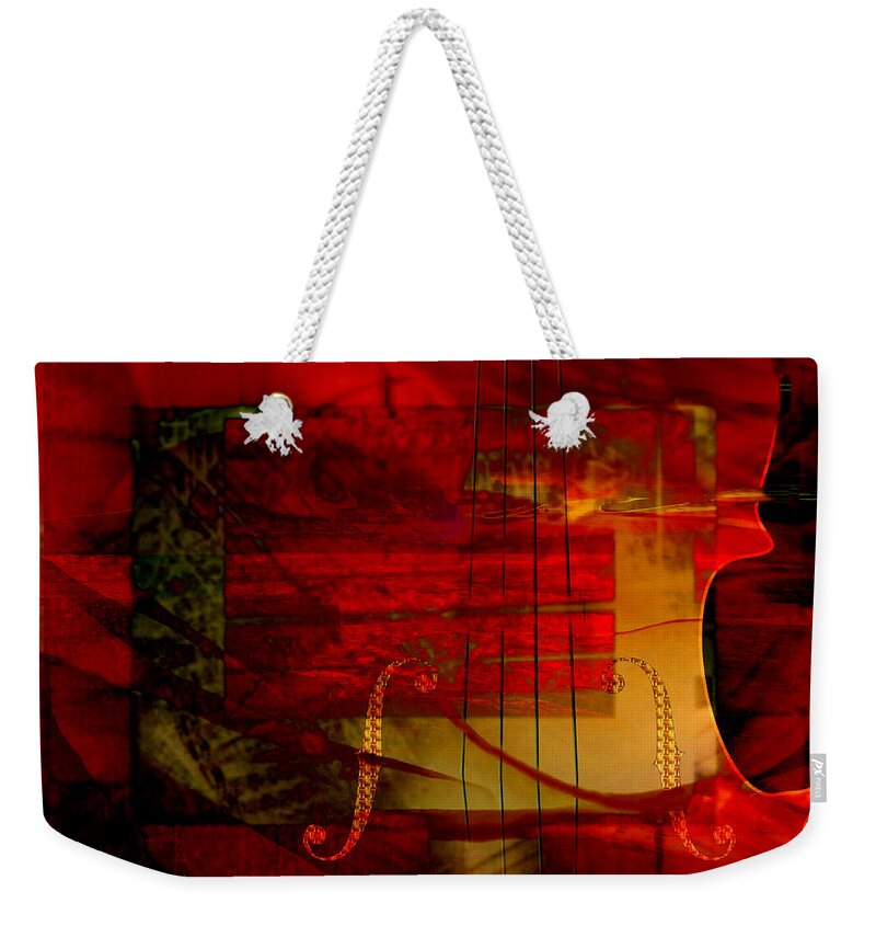 Abstract Weekender Tote Bag featuring the digital art Red Strings by Art Di