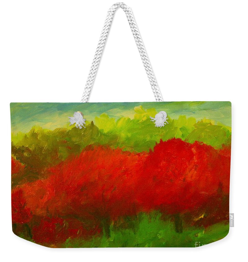 Cherries Weekender Tote Bag featuring the painting Red Sweet Cherry Trees by Julie Lueders 