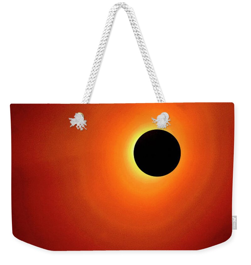 Total Solar Eclipse Weekender Tote Bag featuring the painting Red Totality by Tanya Filichkin