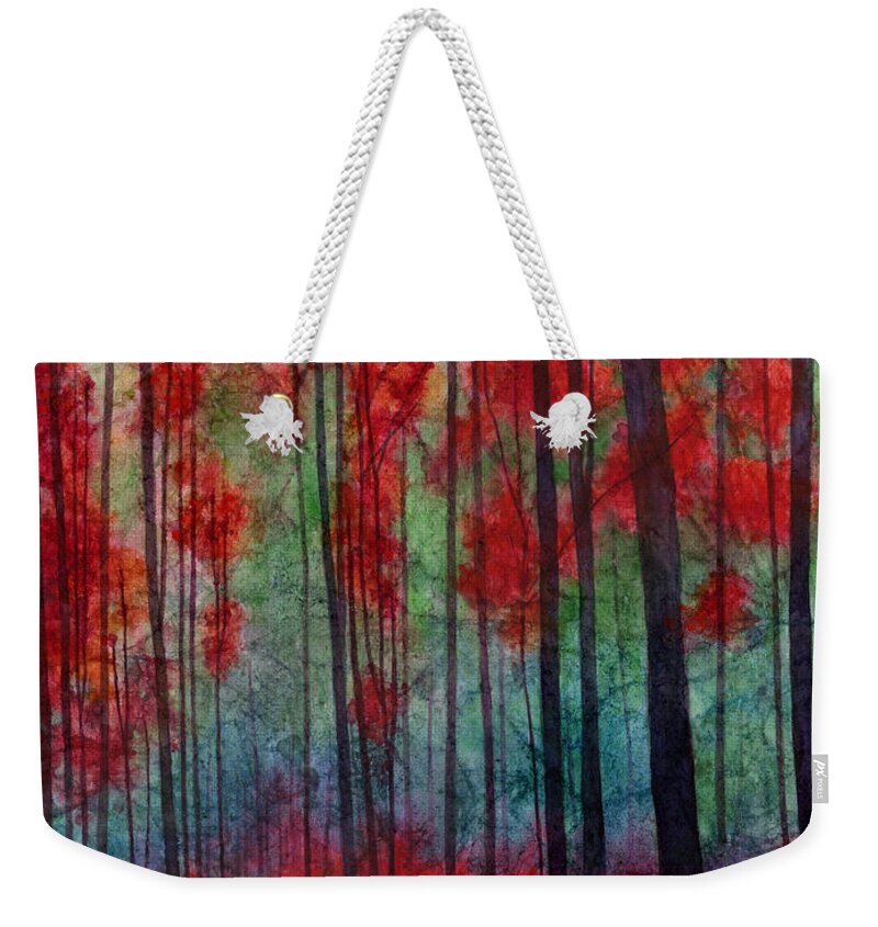 Red Weekender Tote Bag featuring the painting Red Velvet by Hailey E Herrera