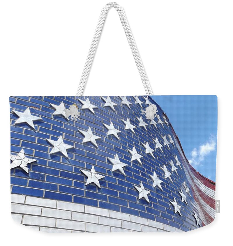 Flag Weekender Tote Bag featuring the photograph Red White and Blue by Erick Schmidt