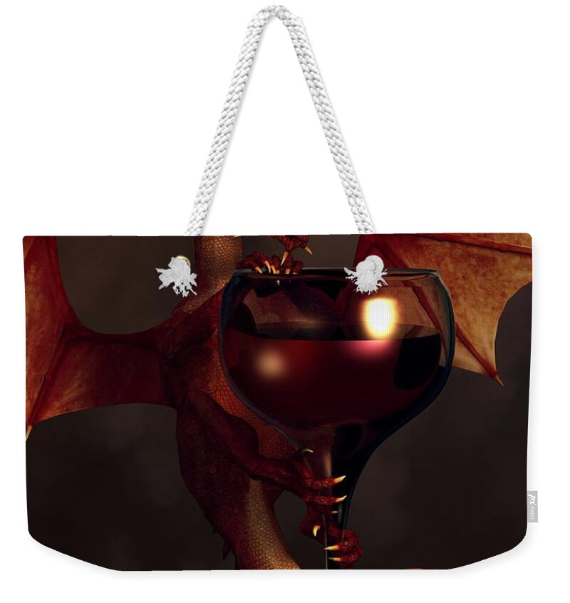 Wine Weekender Tote Bag featuring the digital art Red Wine Dragon by Daniel Eskridge