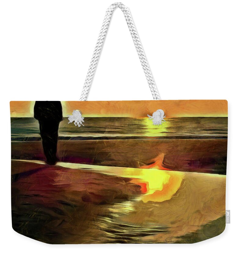 Person Weekender Tote Bag featuring the mixed media Reflecting On The Day by Trish Tritz