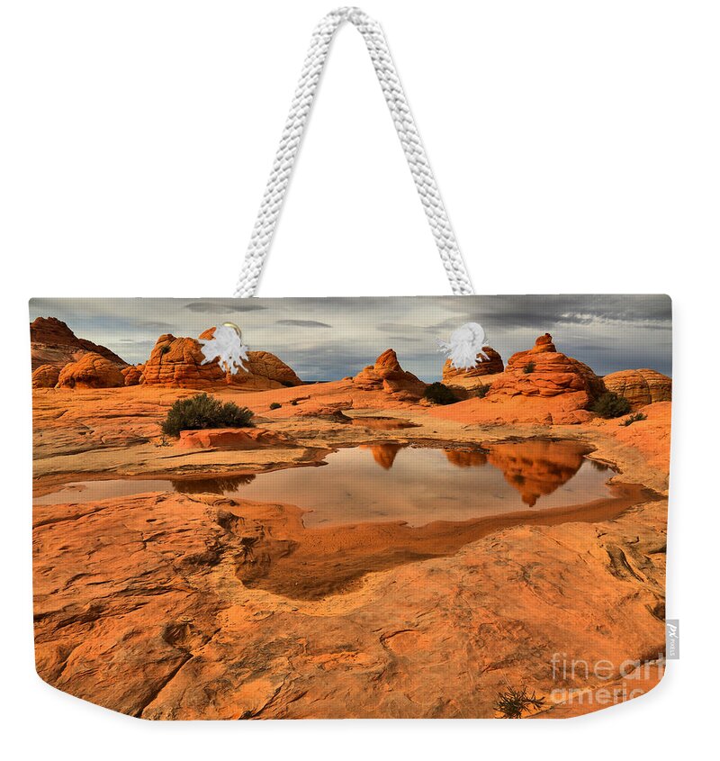 The Wave Weekender Tote Bag featuring the photograph Reflecting The Buttes by Adam Jewell
