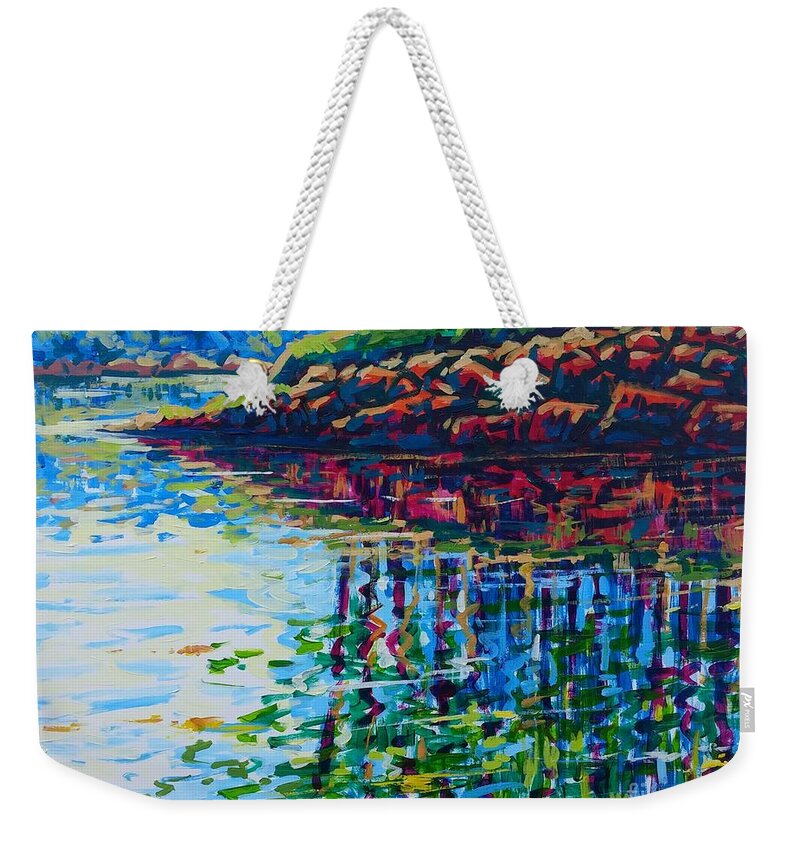 Landscape Weekender Tote Bag featuring the painting Reflection by Enrique Zaldivar