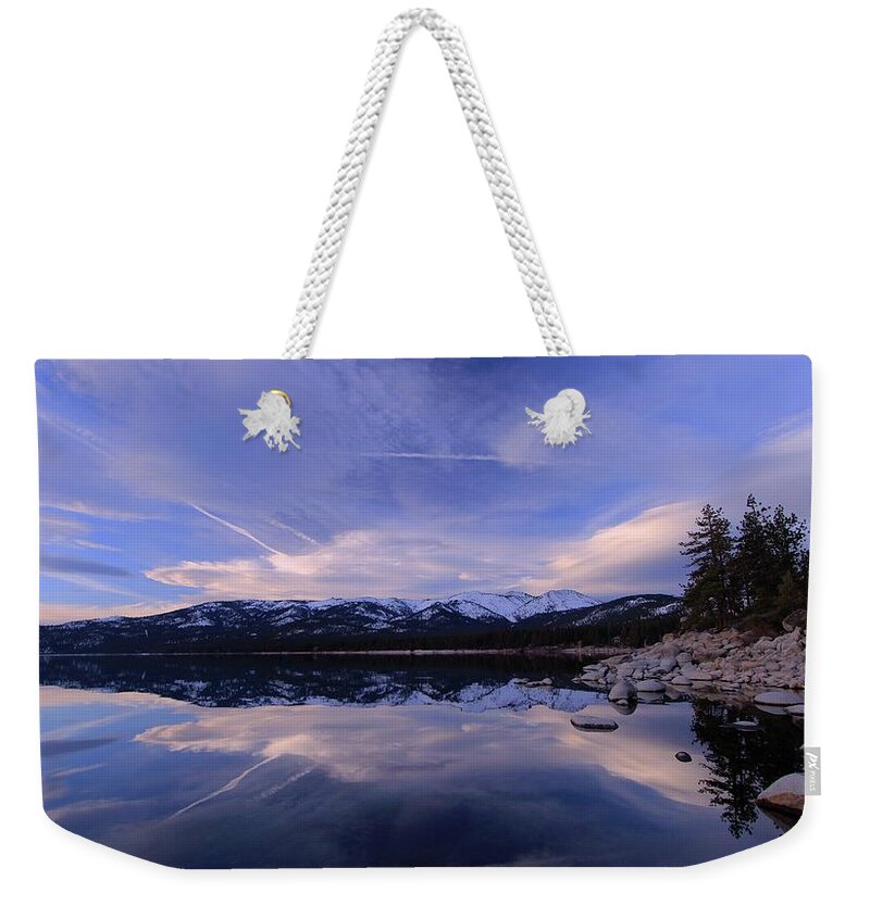 Lake Tahoe Weekender Tote Bag featuring the photograph Reflection in Winter by Sean Sarsfield